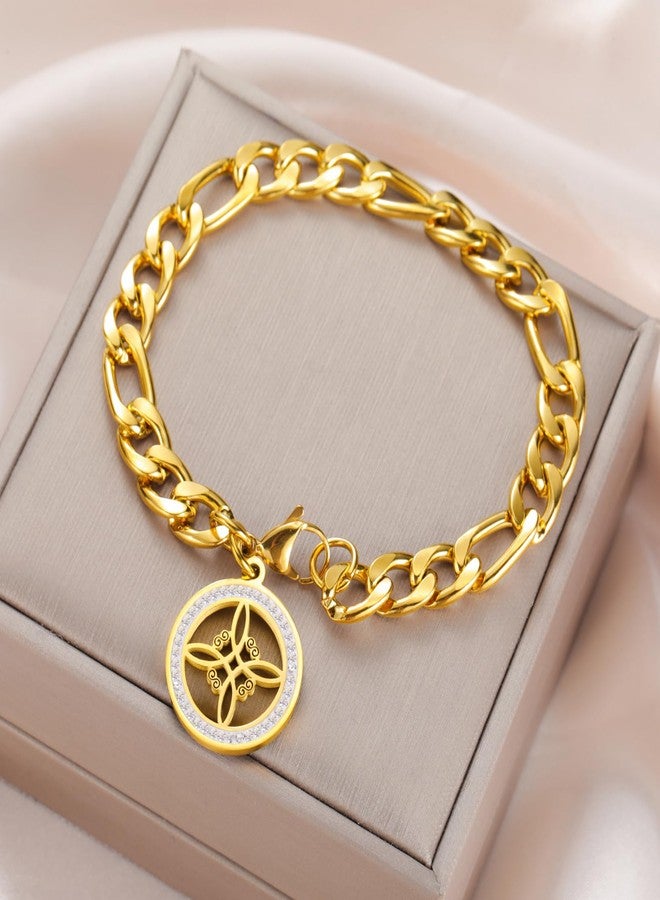 EUEAVAN Witches Knot Bracelet for Women Rhinestone Celtic Knot Anklet Nudo De Bruja Good Luck Triquetra Trinity Wicca Jewelry Irish Gifts (gold 1) - Image 3