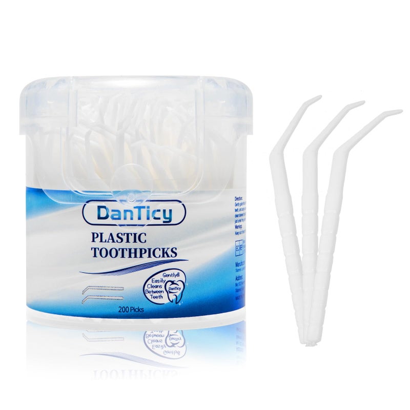DanTicy Interdental Toothpicks, Disposable Plastic Curved Hook Toothpicks, Ultra Teeth Cleaning Tool for Daily Care of Removes Plaque and Debris Between Your Teeth 200PCS (Pack of 1) - Image 1