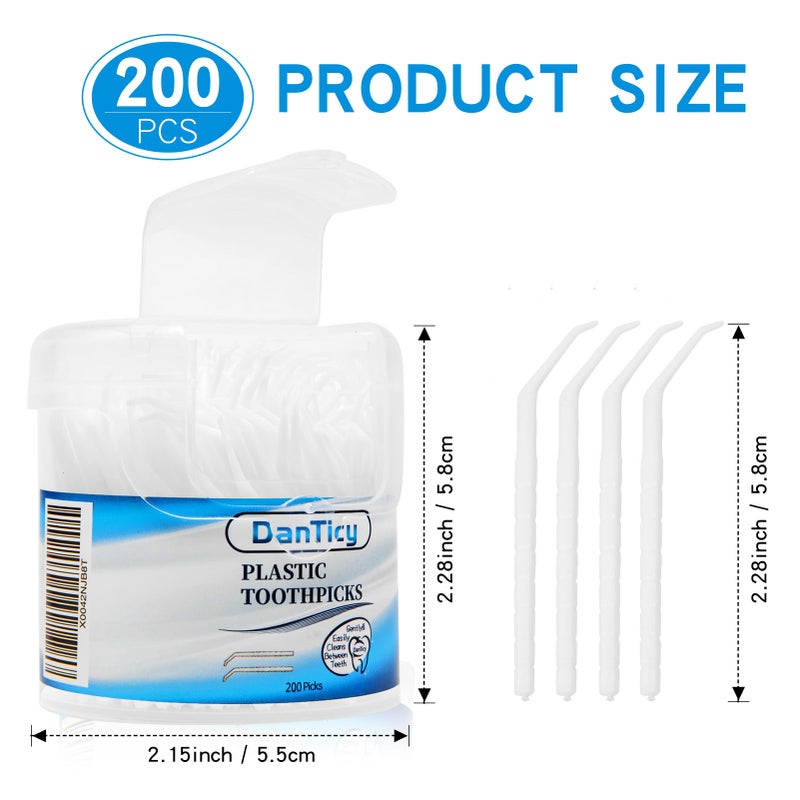 DanTicy Interdental Toothpicks, Disposable Plastic Curved Hook Toothpicks, Ultra Teeth Cleaning Tool for Daily Care of Removes Plaque and Debris Between Your Teeth 200PCS (Pack of 1) - Image 2