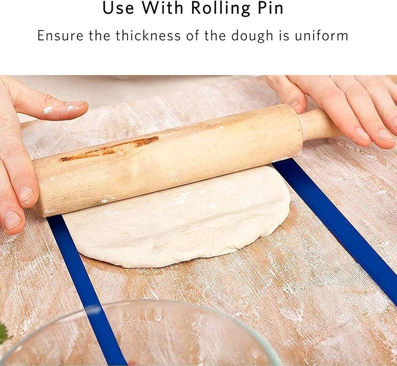 comfrt Measuring Dough Strips, 15in 3-Thick Non Stick Silicone Baking Ruler Rolling Pin Guides for Noodles Fondant Biscuits Pies Baking - Image 4