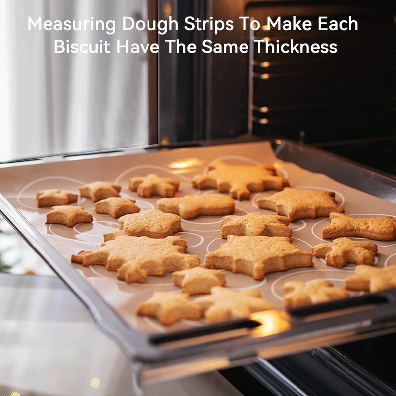 comfrt Measuring Dough Strips, 15in 3-Thick Non Stick Silicone Baking Ruler Rolling Pin Guides for Noodles Fondant Biscuits Pies Baking - Image 5