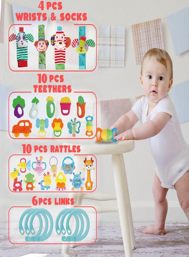 Cocurb 30 Pcs High Contrast Baby Toy Gift Set for Infants Rattles Teething Toys and Wrist Socks Suitable for 6 Months Perfect Baby Gift for Boys and Girls - Image 2