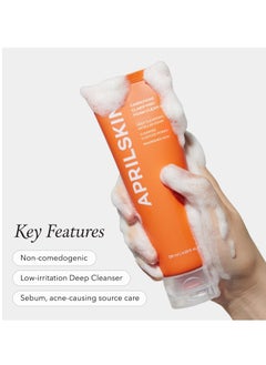 APRILSKIN Aprilskin Carrotene Clarifying Foam Cleanser - Deep Cleansing with BHAs & Sebum Control for Oily, Sensitive, Acne-Prone Skin - 120ml - Vegan, Cruelty Free  - Image 4