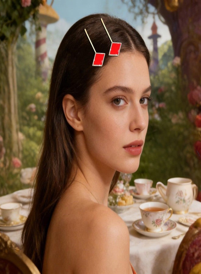 MOLOCH Queen Hearts Hair Clip for Women Spade Diamond Club Heart Playing Card Suit Hair Bobby Pin Clip Halloween Red Heart Queen Costume Accessories - Image 3