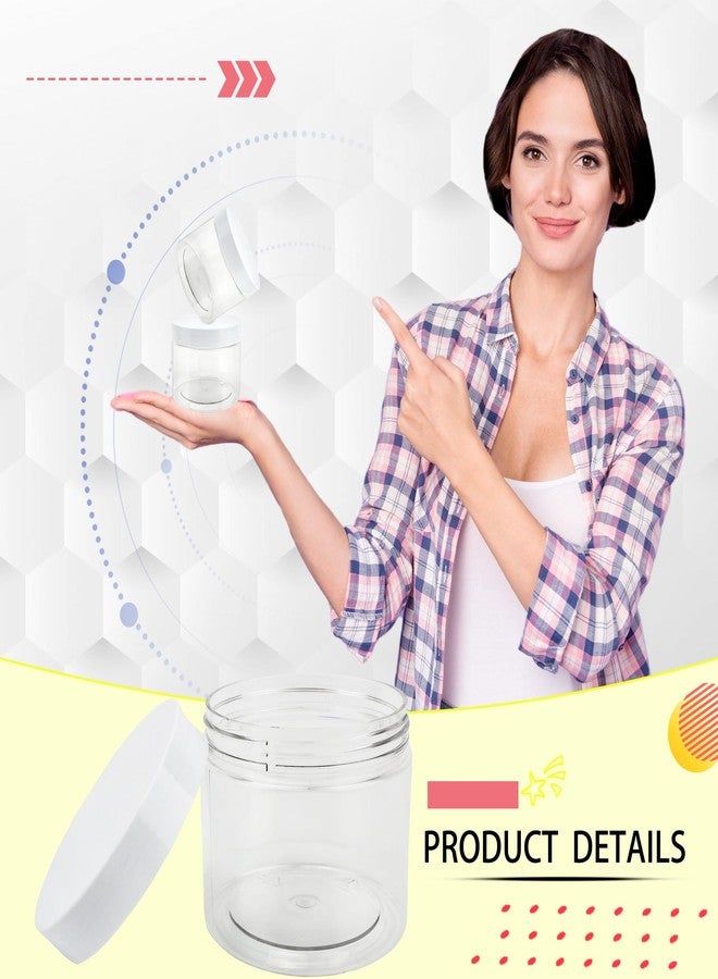 Conagel 30 Pcs 10 oz Plastic Jars with Lids Clear Food Storage Containers Empty Cosmetics Containers Craft Storage Favor Jars for Kitchen Storage Spices Dry Food Body Butter Making - Image 3