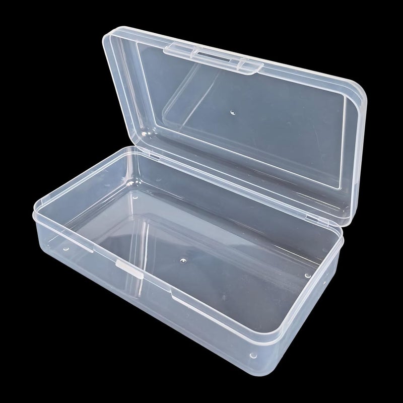 Thintinick 4 Pack Rectangular Clear Plastic Storage Containers Box with Hinged Lid for Beads and Other Small Craft Items (8 x 4.7 x 2.3 inch) - Image 3