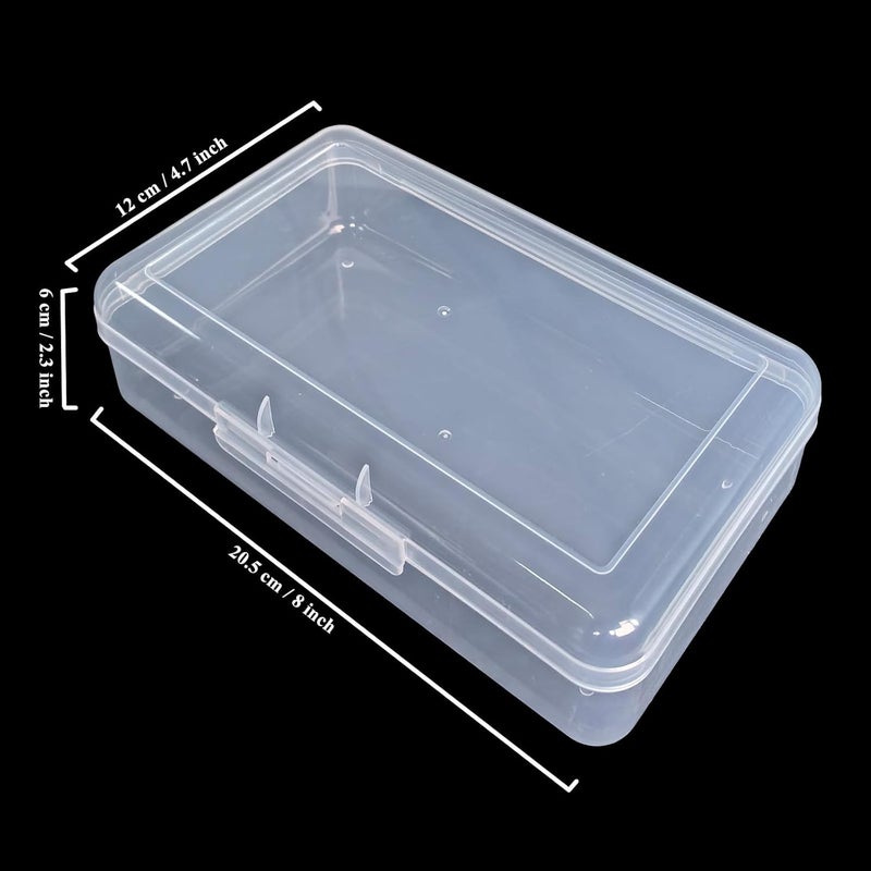 Thintinick 4 Pack Rectangular Clear Plastic Storage Containers Box with Hinged Lid for Beads and Other Small Craft Items (8 x 4.7 x 2.3 inch) - Image 2