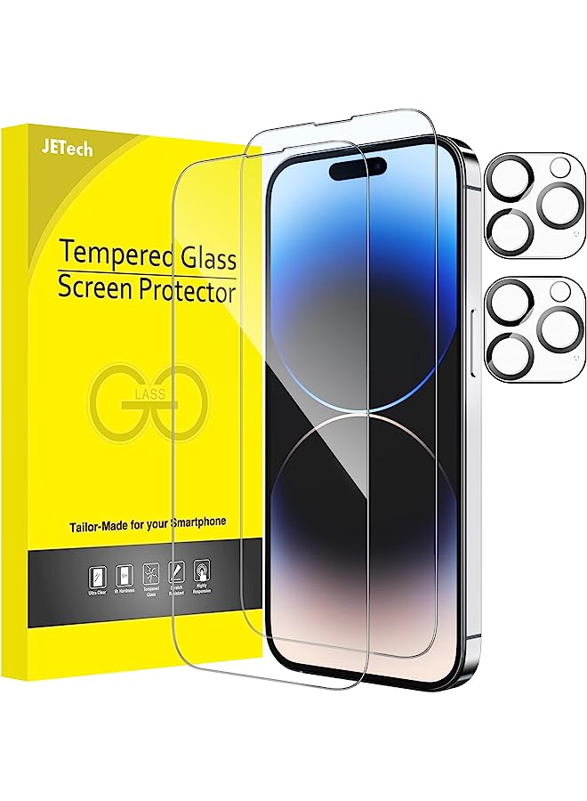 Jetech Full Coverage Screen Protector For Iphone 14 Pro Max 6.7-Inch With Camera Lens Protector, Tempered Glass Film, Hd Clear, 2-Pack Each - Image 1