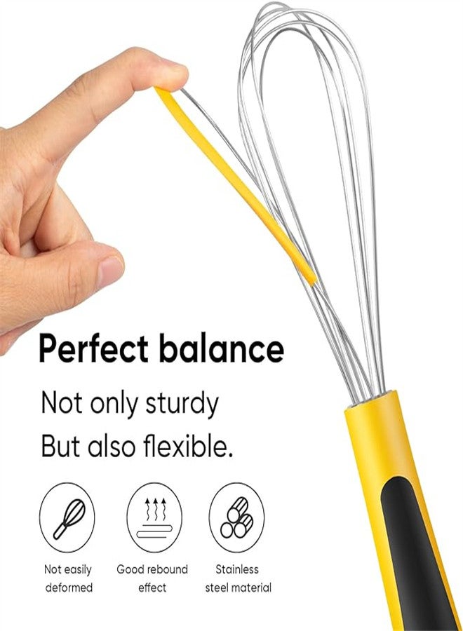 Luckam Silicone Whisk Egg Whisks for Cooking Stainless Steel Wisking Tool for Blending Non Scratch Metal Wire Wisk for Kitchen Egg Bread Mixing Small Mini Heat Resistant Whisk - Image 5