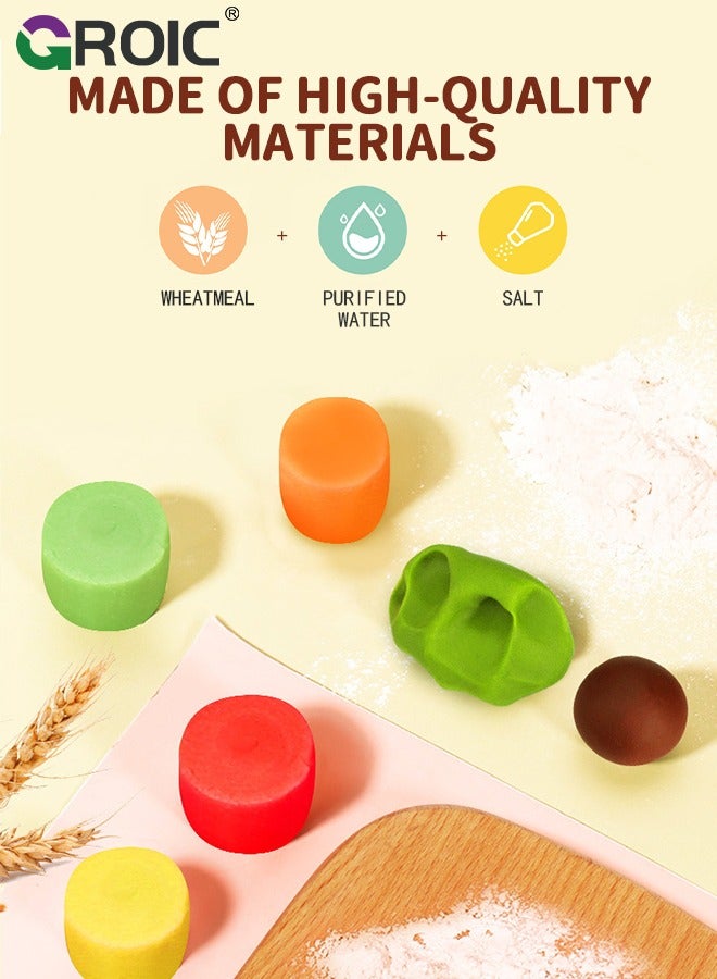 GROIC لعب لعبة الطعام مع الطين لمطبخ الأطفال، ملحقات لعبة الطبخ التظاهري DIY هدية عيد ميلاد، مع صندوق تغليف فاخر بألوان الأطفال 12 نموذجًا من الطين والأدوات - Image 2