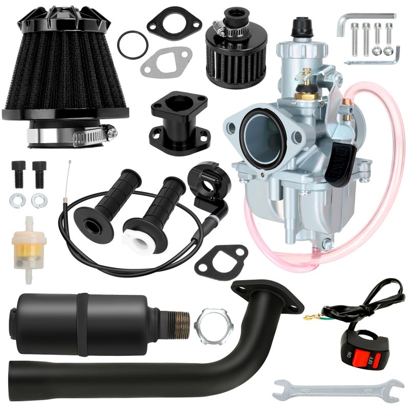 YOXUFA VM22 كربوراتور 212cc عادم مفلر مجموعة استبدال المرحلة 2 لـ 224cc 196cc كولمان CT200U BT200X باجا MB200 KT196 دراجة نارية كارت 65HP GX160 قطع غيار محرك دراجة نارية مجموعة دواسة الوقود