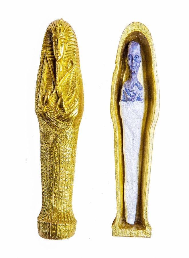 EASCHEER Egyptian Pharaoh Sarcophagus Coffin w/Mummy Figurine 2PCS Decorations Statues Home Décor(Gold) - Image 1