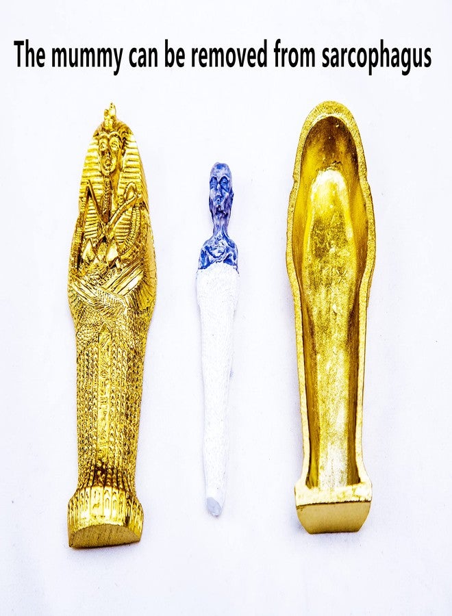 EASCHEER Egyptian Pharaoh Sarcophagus Coffin w/Mummy Figurine 2PCS Decorations Statues Home Décor(Gold) - Image 4