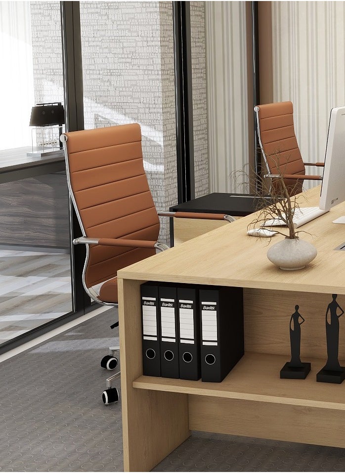 Home Office Chair Ribbed,Modern Leather Conference Room Chairs, Ergonomic Office Desk Chair, High Back Executive Computer Chair, Adjustable Swivel Chair with Arms