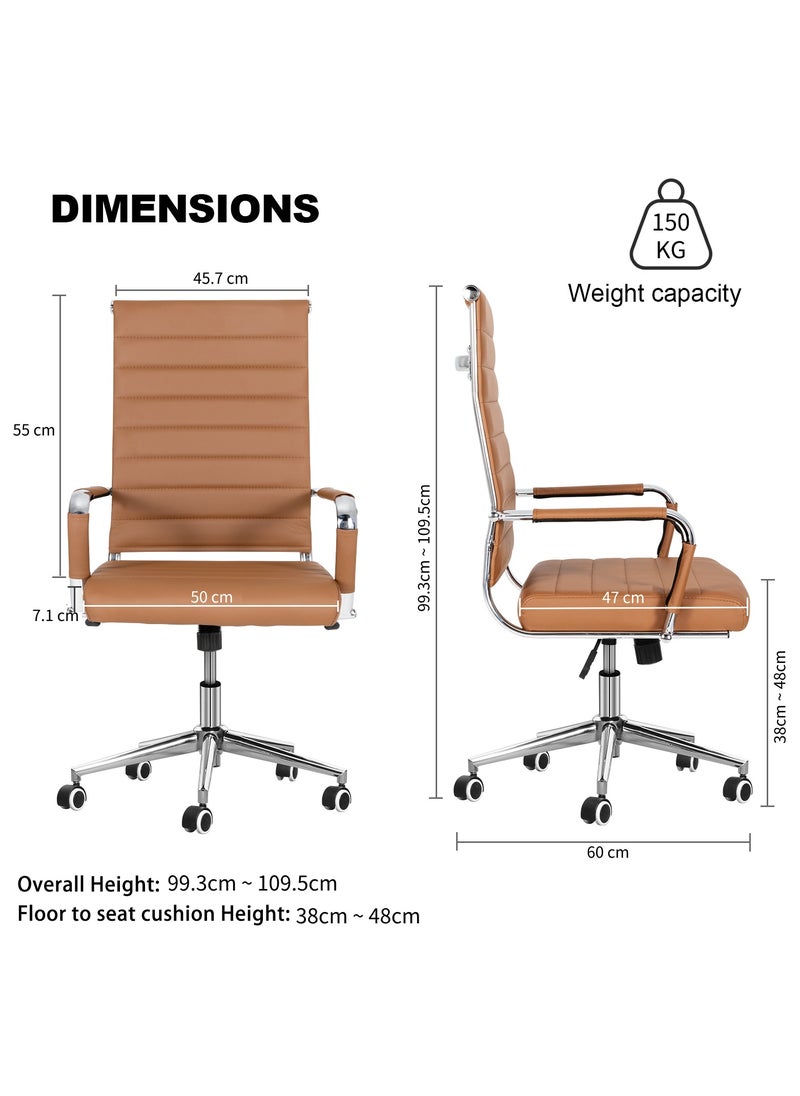 Home Office Chair Ribbed,Modern Leather Conference Room Chairs, Ergonomic Office Desk Chair, High Back Executive Computer Chair, Adjustable Swivel Chair with Arms