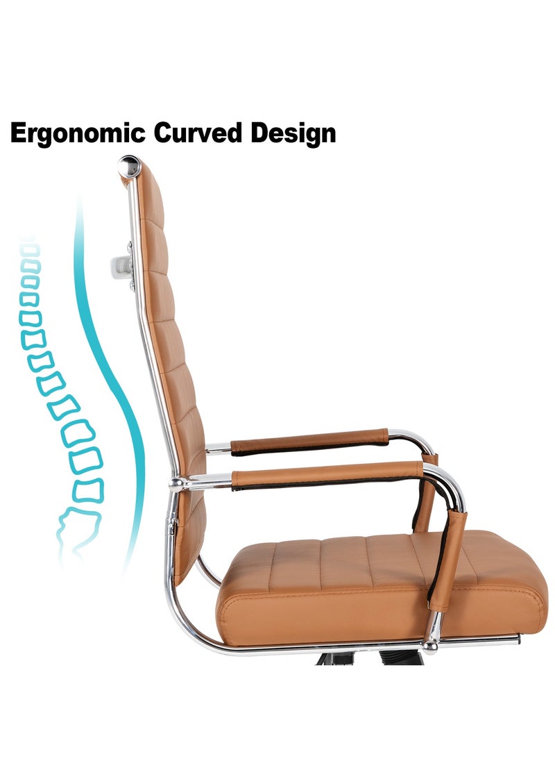 Home Office Chair Ribbed,Modern Leather Conference Room Chairs, Ergonomic Office Desk Chair, High Back Executive Computer Chair, Adjustable Swivel Chair with Arms