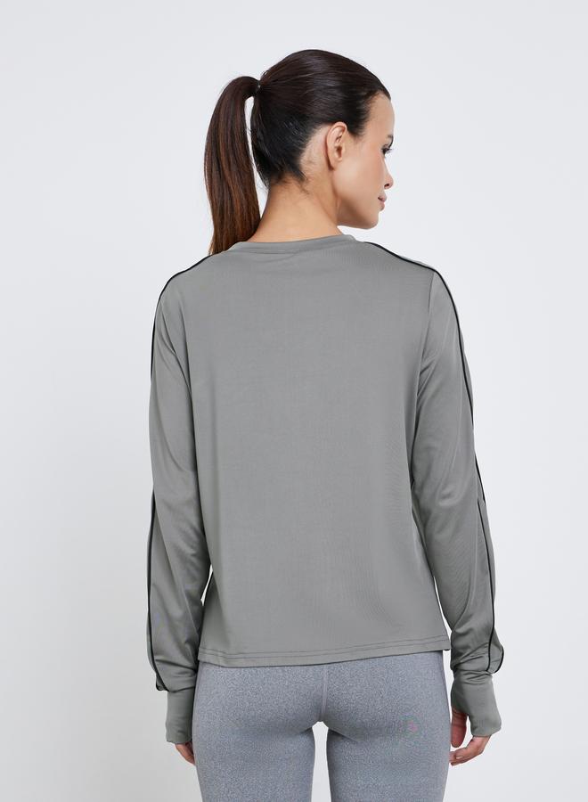 Styli Active Dual Stripe Textured Insert Long Sleeves Top - Image 4