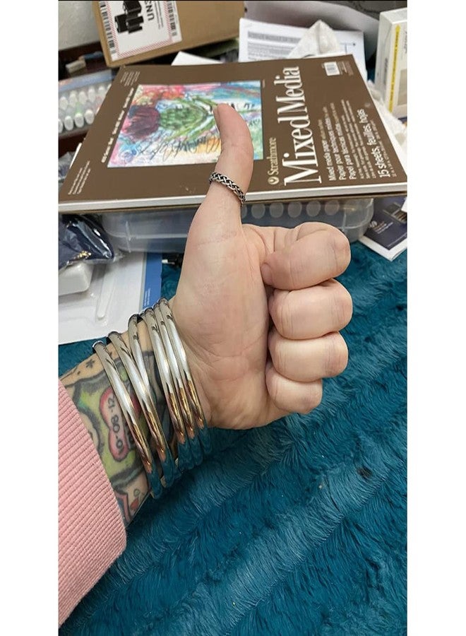 كاستيلنا طقم أساور نسائية من الفولاذ المقاوم للصدأ من كاستيينا، مقاس كبير جدًا (XXL)، مكون من 7 قطع، طول 9.6 بوصة - Image 3