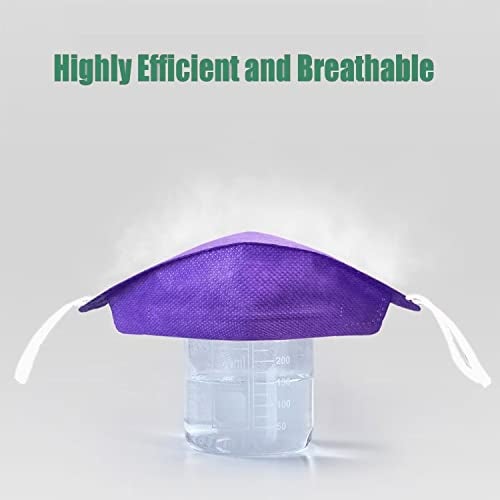 akgk KN95 Face Masks 50 Pack,5-Ply Disposable Purple Face Mask Against PM 2.5 Smoke and Dust - Image 3