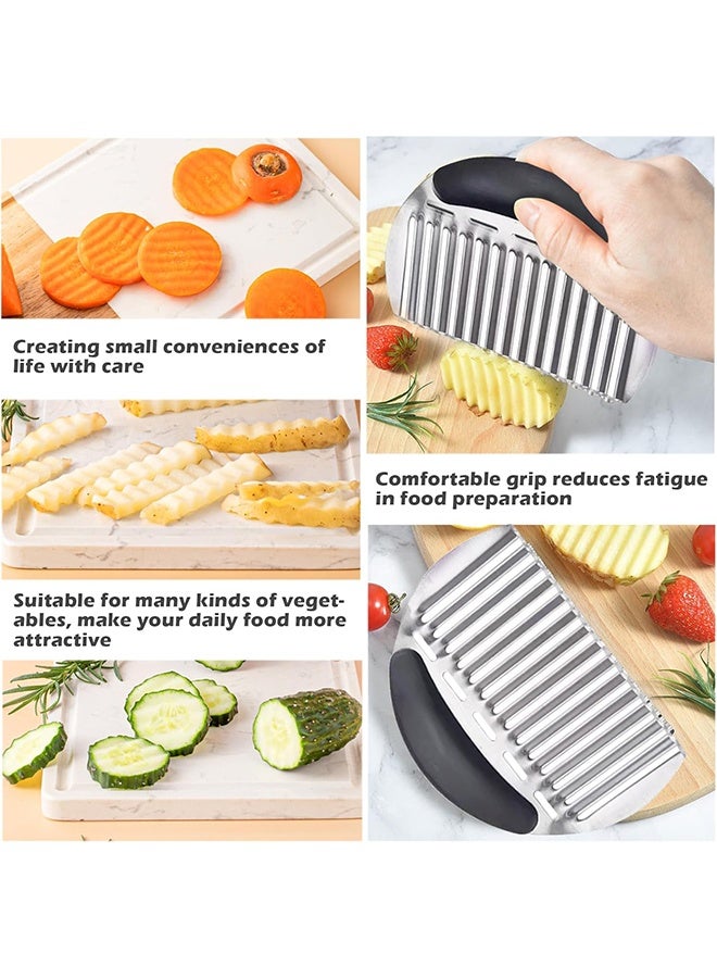 اتش واي قاطع التجعد الكبير القاطع الفرنسي ، قطاعة البطاطس المجعدة الكبيرة المفرمة المتموجة ، أدوات تقطيع التقطيع المتموجة من الفولاذ المقاوم للصدأ مع مقبض لخضروات الجزر - Image 4