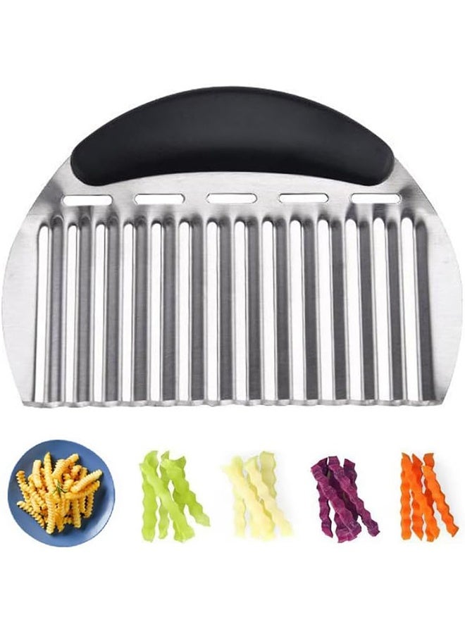 اتش واي قاطع التجعد الكبير القاطع الفرنسي ، قطاعة البطاطس المجعدة الكبيرة المفرمة المتموجة ، أدوات تقطيع التقطيع المتموجة من الفولاذ المقاوم للصدأ مع مقبض لخضروات الجزر - Image 1