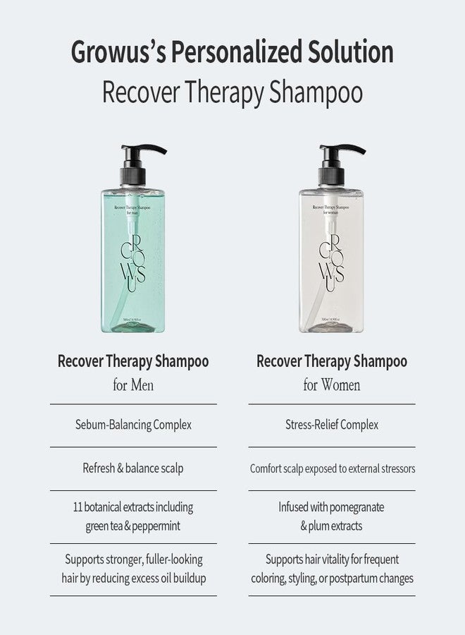 تنمو شامبو GROWUS Recover Therapy للنساء - مستخلص الرمان، مستخلص البرقوق، مقوي وخالٍ من البارابين والكبريتات، شامبو مضاد لتساقط الشعر لفروة الرأس الجافة (500 مل / 16.9 أونصة سائلة) - Image 2
