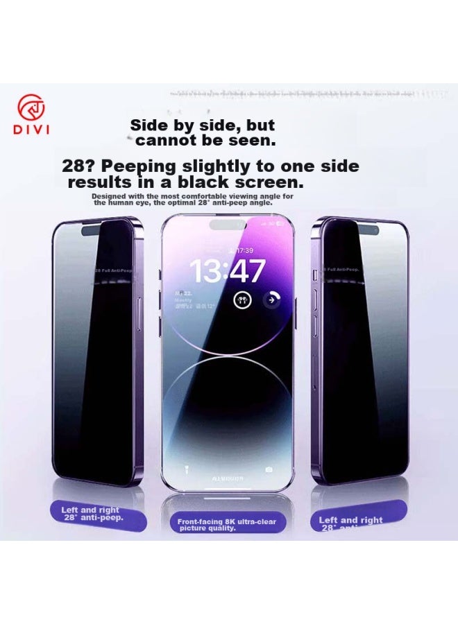 DiVi First Guard Privacy Screen Protector For Apple 14 Pro Max, Anti-dust Anti-peeping Anti-drop Anti-fingerprint Full Screen Tempered Glass Film For Iphone 14 Pro Max - Image 3