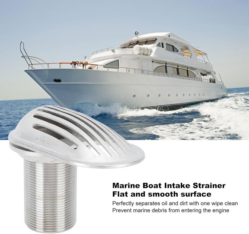 Marine Boat Intake Strainer, 1-1/2 Inch Thru Hull Water Pickup Filter Scoop, 316 Stainless Steel Inlet Filter for Yacht and Boat Engine Protection with Mirror Polish - Image 2