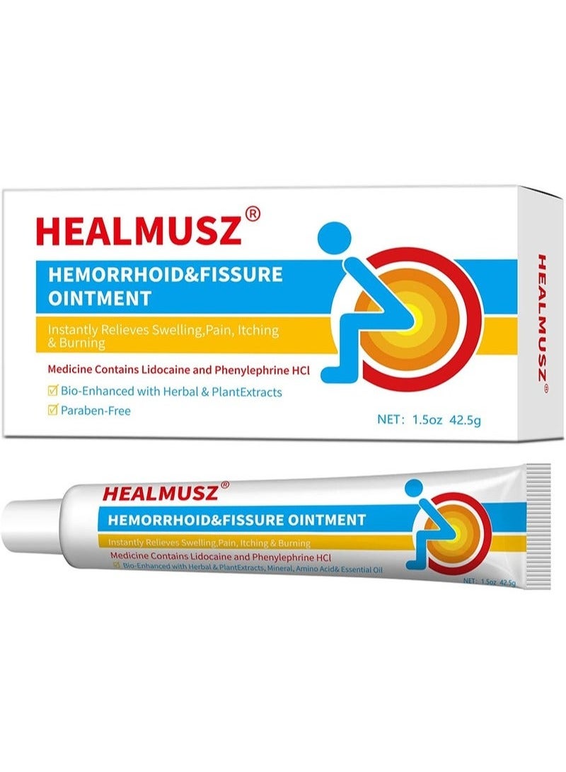 HEALMUSZ Maximum Strength Hemorrhoid Cream – Fast Relief for Pain, Swelling, Itching & Discomfort | Soothing Ointment for Instant Comfort, 1.5 Oz  - Image 1