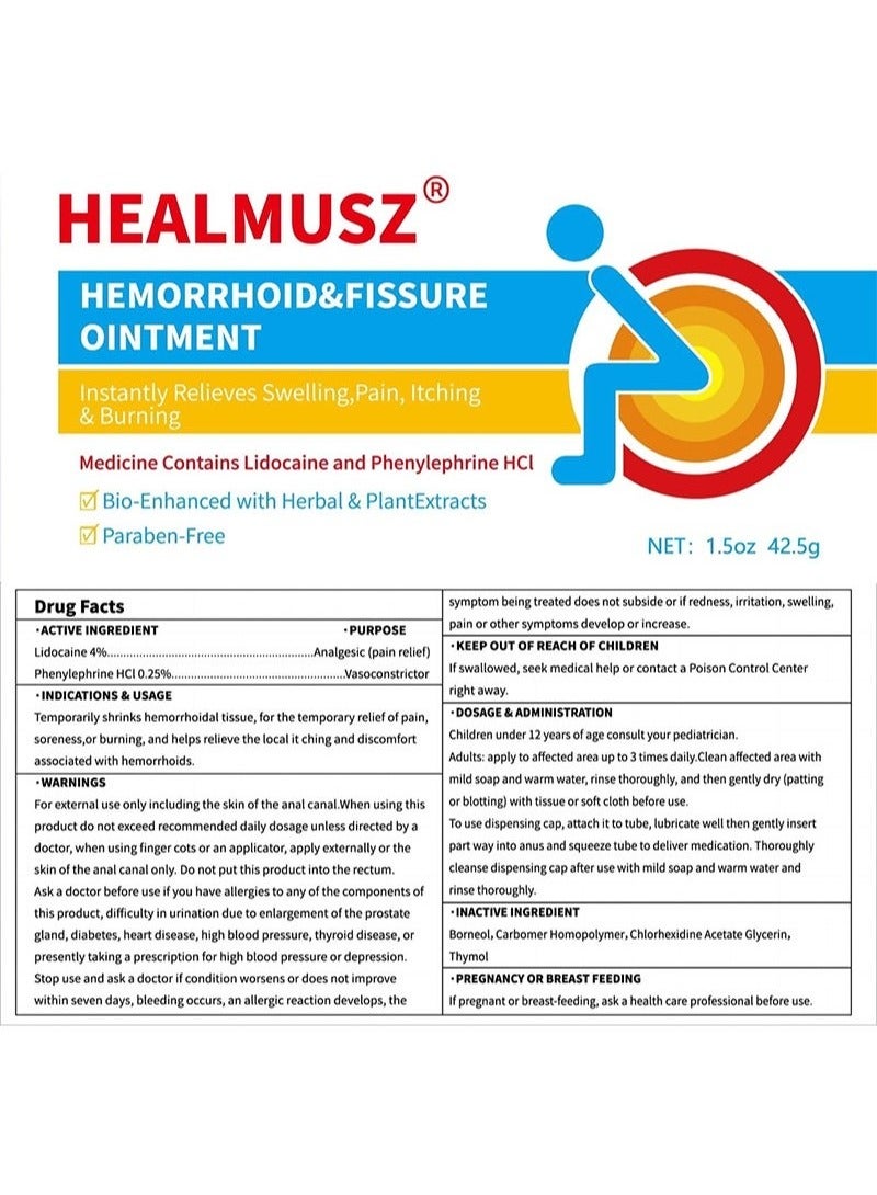 HEALMUSZ Maximum Strength Hemorrhoid Cream – Fast Relief for Pain, Swelling, Itching & Discomfort | Soothing Ointment for Instant Comfort, 1.5 Oz  - Image 4