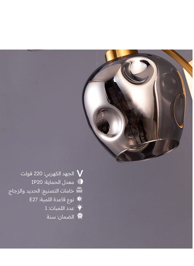 UCANDLE 5 pieces of neoclassical wall lights, gray glass  - Image 5
