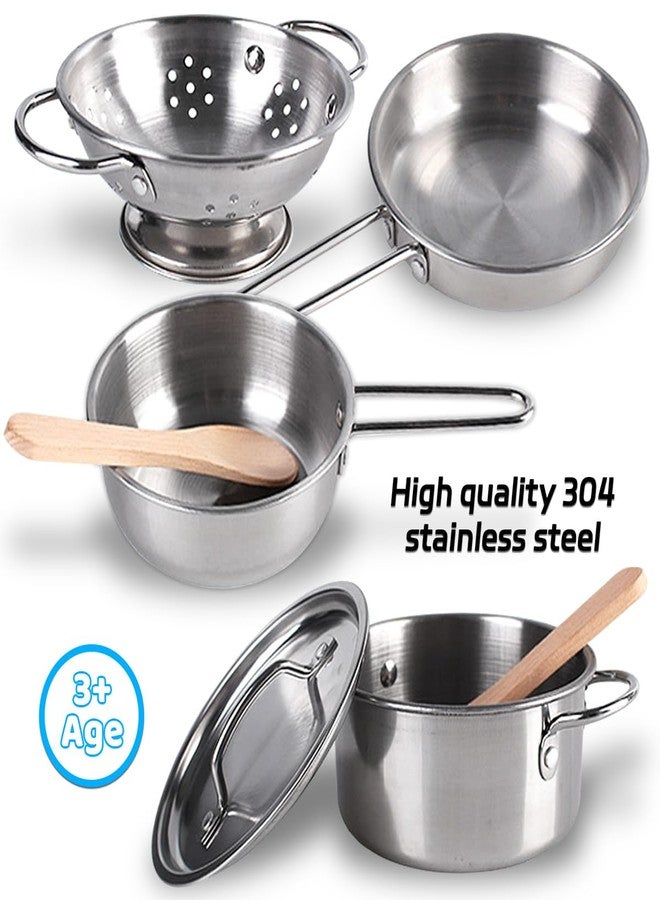 KEJIH 8 PCS Stainless Steel Play Pots and Pans Toys for Kids-Kitchen Playset Pretend Game Toys Cookware Cooking Utensils,Children Kitchen Accessories Set,Great Learning Gifts for Toddler & Boys Girls - Image 3