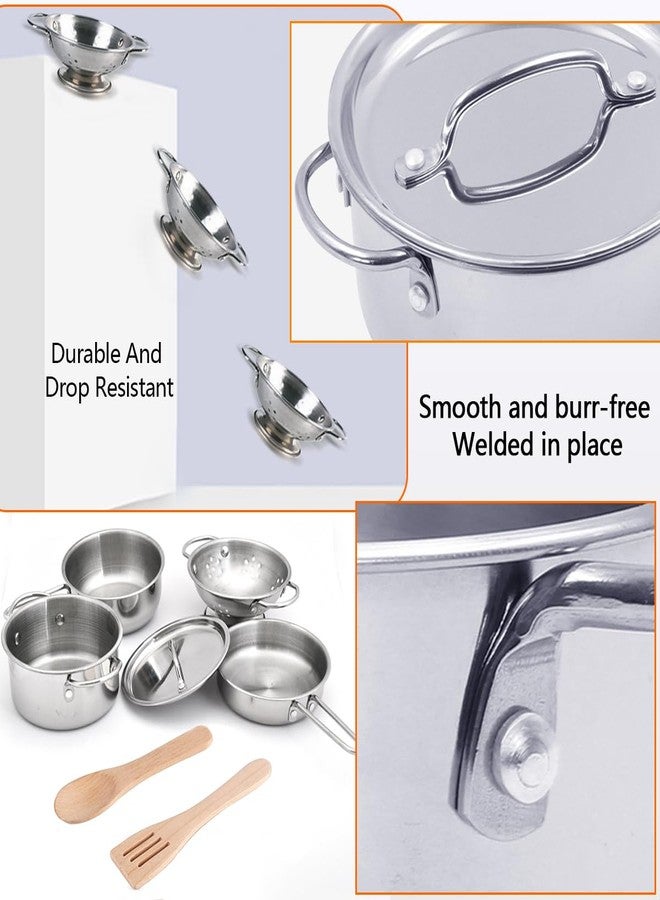 KEJIH 8 PCS Stainless Steel Play Pots and Pans Toys for Kids-Kitchen Playset Pretend Game Toys Cookware Cooking Utensils,Children Kitchen Accessories Set,Great Learning Gifts for Toddler & Boys Girls - Image 5