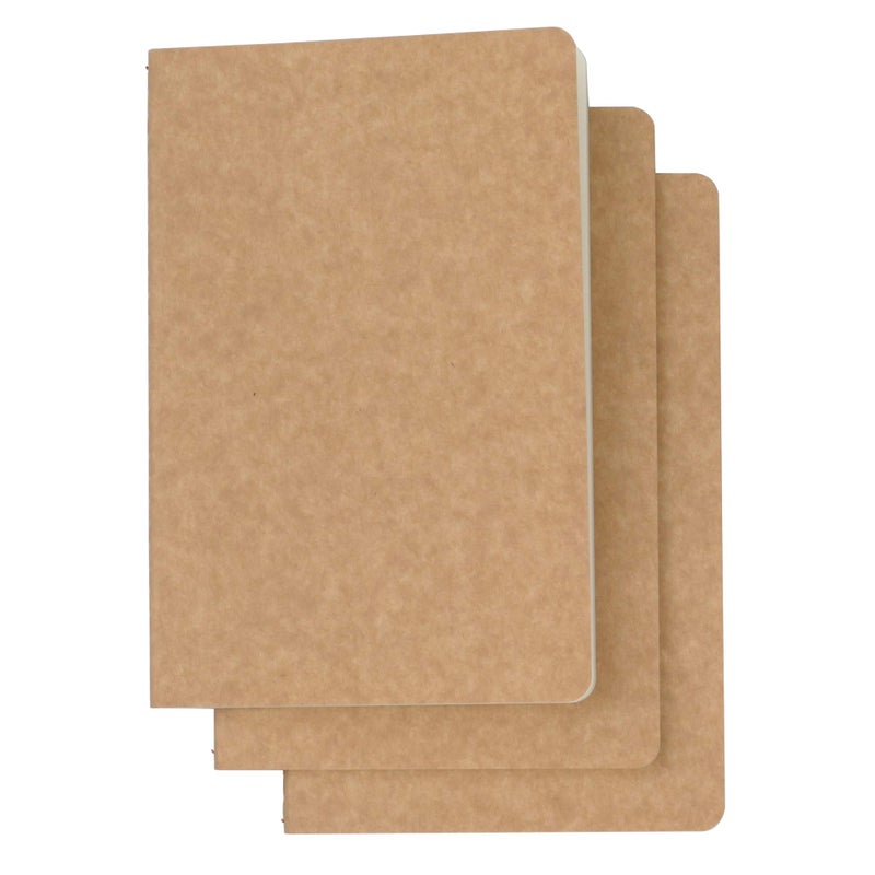 TWONE 3 Pack Travel Journal Notebook for Travelers or School - Kraft Brown Soft Cover - 5.5â€ x 8.25â€ - 120 Ruled Pages, 60 Sheets - Image 1