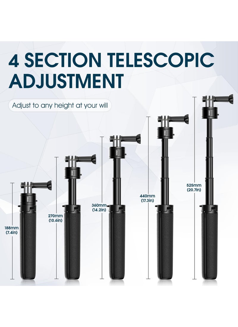 Ulanzi ULANZI MT-34 Extendtable Selfie Stick Tripod, Go Quick II 20.7in Action Camera Tripod Stand Hand Strap 4 Stage Portable Vlog Accessories for Action Camera Hero 12 11 10 9/Max/DJI OSMO/Insta 360  - Image 4