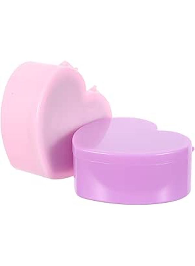 Heart Shaped Double Layer Jewelry Organizer Box With Mirror Pink Purple Storage Case - Image 1