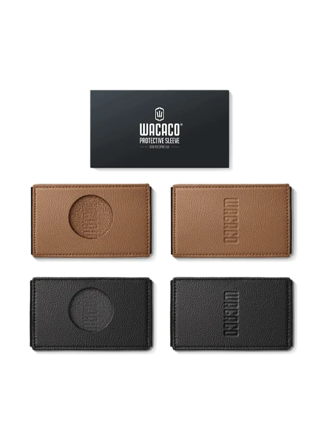 WACACO Picopresso Protective Sleeve - Accessory for Picopresso, Made from PU Leather, 2 Protective Sleeves, Black and Brown