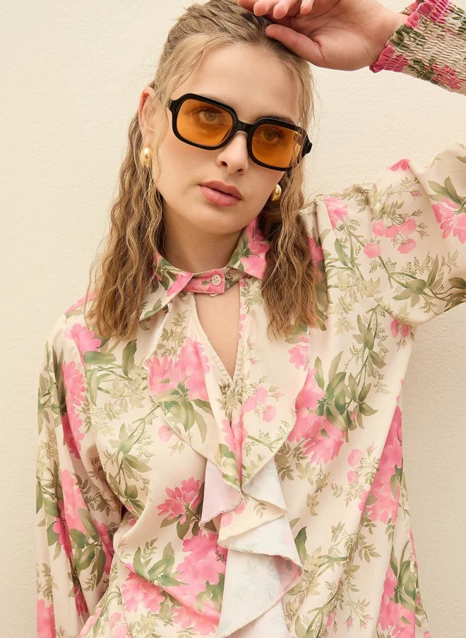 ساسافراس Floral Printed Top & Trousers Co-Ords for Women