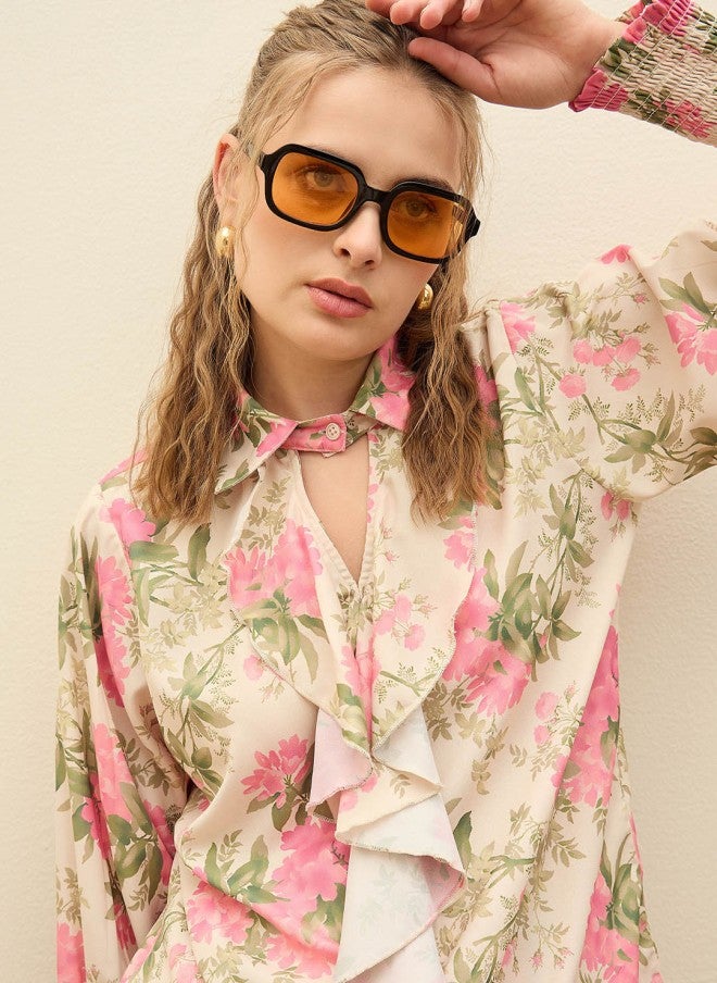 SASSAFRAS Floral Printed Top & Trousers Co-Ords for Women - Image 2