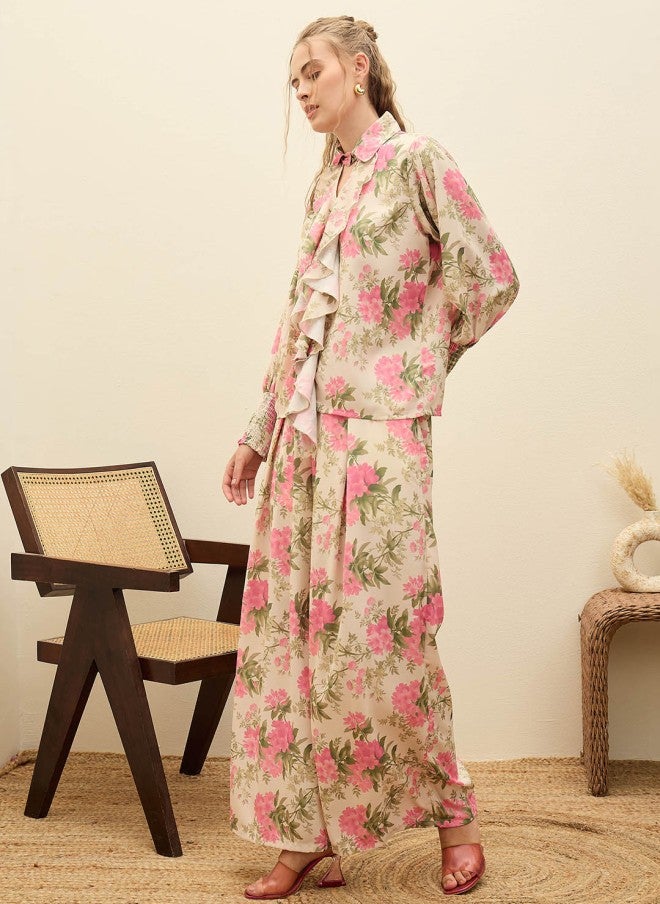 SASSAFRAS Floral Printed Top & Trousers Co-Ords for Women - Image 3