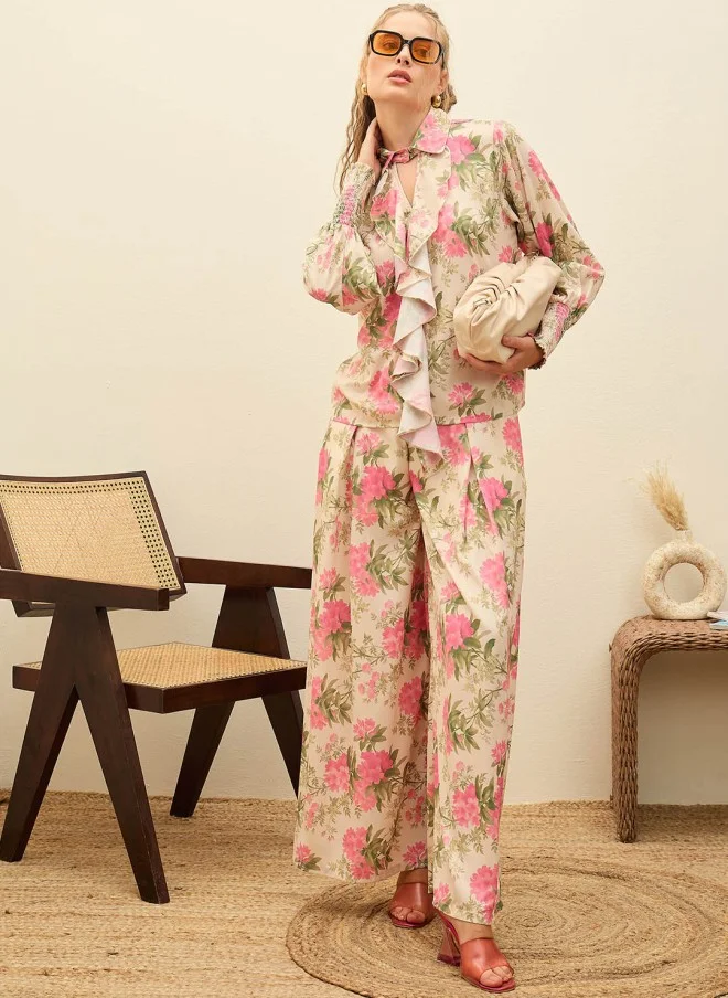 ساسافراس Floral Printed Top & Trousers Co-Ords for Women