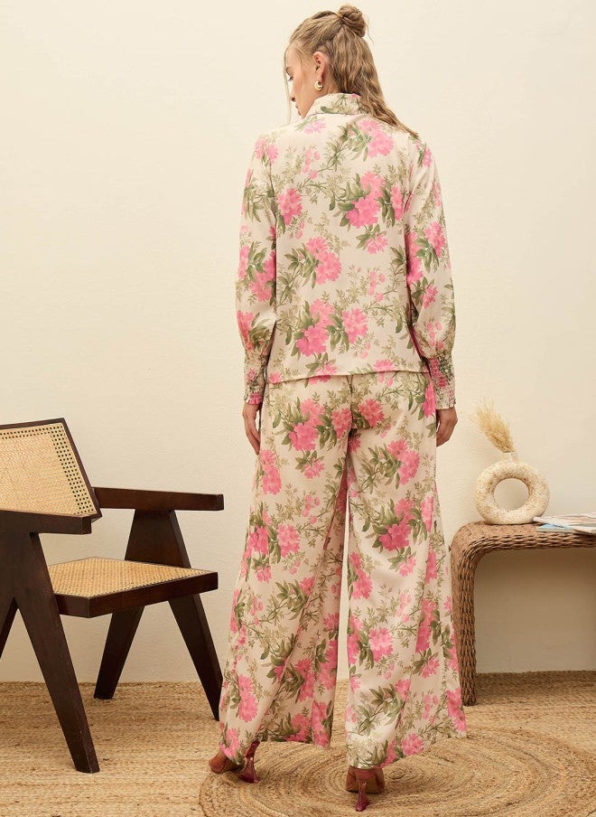 SASSAFRAS Floral Printed Top & Trousers Co-Ords for Women - Image 4