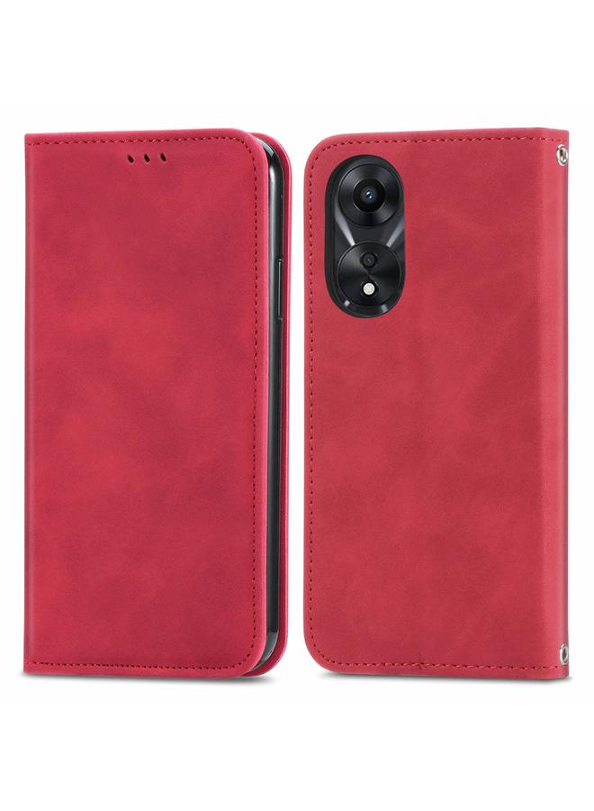 اس-توب جراب هاتف OPPO A78 4G بتصميم كلاسيكي مع غطاء مغناطيسي من الجلد - Image 1