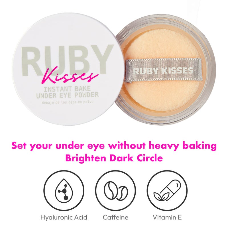 Ruby Kisses Instant Bake Undereye Powder - Vegan, Cruelty Free Powder for Brightening Eyes and Smudge-Free Makeup - Image 4