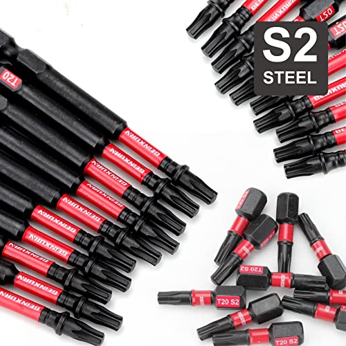 GEINXURN 50 Pieces T25 2 In. Impact Tough Magnetic #25 Torx Head Power Bits, S2 Alloy Steel T25 Screwdriver Bits Set with 1Pcs Impact Bit Holder - Image 3