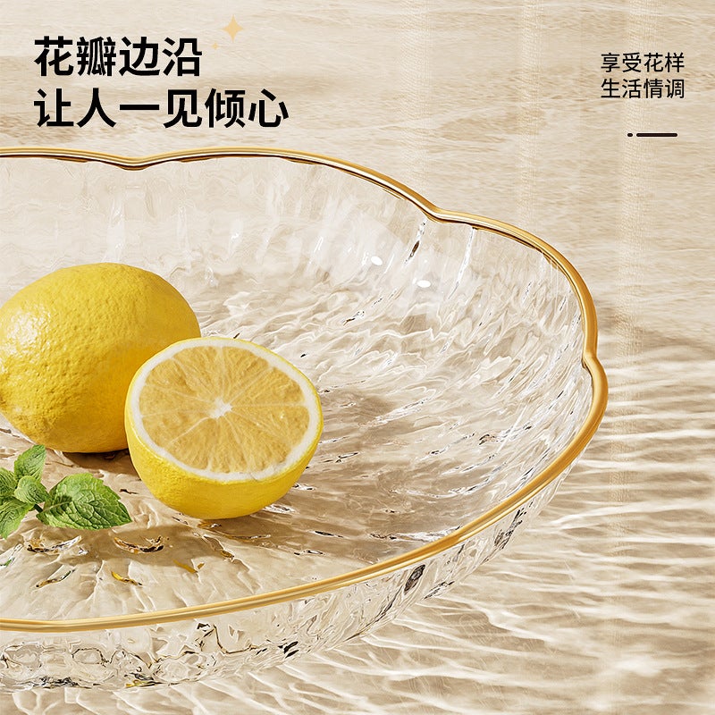 Glacier Crystal Glass Ripple Transparent Fruit Plate Petal Living Room Home Plate Accessible Luxury Fruit Basket Coffee Table Dried Fruit Plate - Image 4