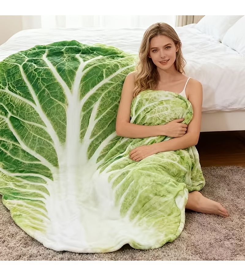 Soft Cabbage Novelty Blanket 59.06x78.74 Inch Cozy Shawl for Camping Travel and Home Decor Machine Washable Suitable for Year Round Use Fun Gift - Image 5