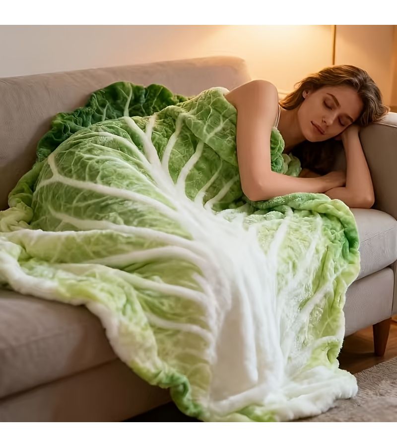 Soft Cabbage Novelty Blanket 59.06x78.74 Inch Cozy Shawl for Camping Travel and Home Decor Machine Washable Suitable for Year Round Use Fun Gift - Image 1