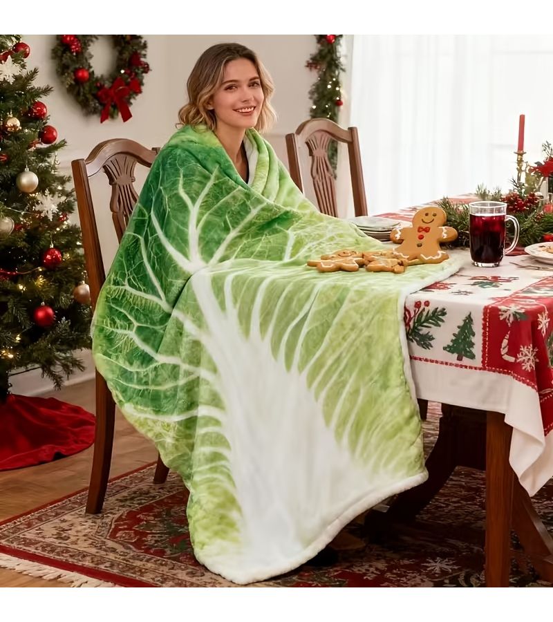 Soft Cabbage Novelty Blanket 59.06x78.74 Inch Cozy Shawl for Camping Travel and Home Decor Machine Washable Suitable for Year Round Use Fun Gift - Image 4
