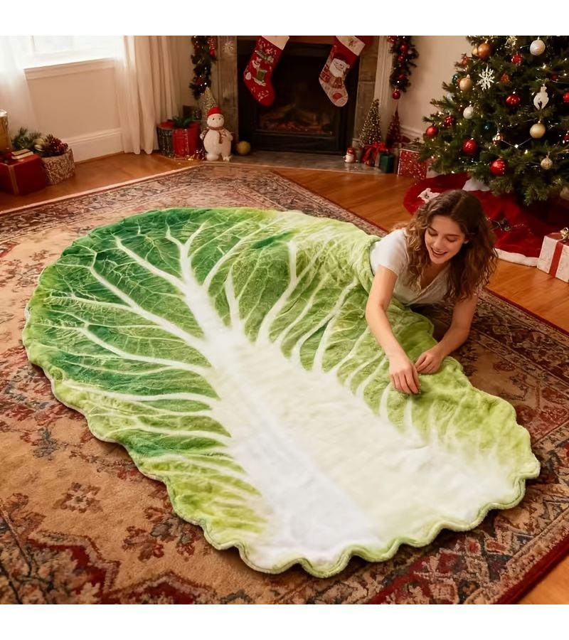 Soft Cabbage Novelty Blanket 59.06x78.74 Inch Cozy Shawl for Camping Travel and Home Decor Machine Washable Suitable for Year Round Use Fun Gift - Image 2